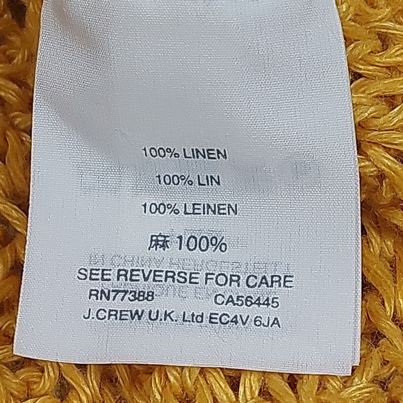 J. Crew Sweater Size Medium Yellow Linen Crew Neck Short Sleeve Tasseled - Picture 3 of 16